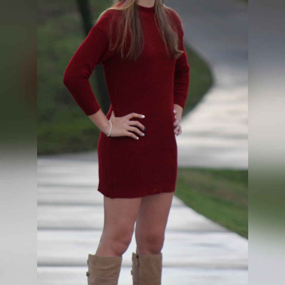 Elegant Red Knit Dress